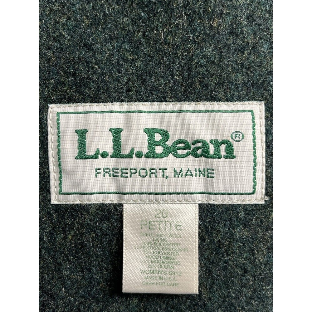 Vintage Women L.L.Bean Wool Duffel Coat Faux Fur-lined Hood Cuffs Size 20 Green - Picture 11 of 15